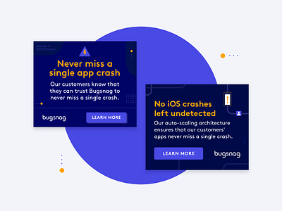 Bugsnag — banners! banner ads design display ad illustration shapes