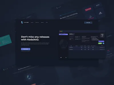Kodai AIO - Landing Page blue dark mode dark ui design responsive ui ui ux uidesign uiux ux web webdesign website website design
