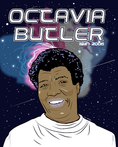 Octavia Butler book cover art editorial illustration illustration typography vector