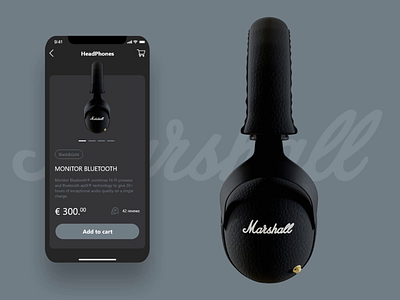 Marshall headphones App Ui - 3D 3d 3d motion adobexd after effect animate animation design motion slider ui