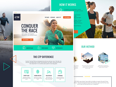 Custom training plans - web design app landing page clean website coach exercise fitness fitness website healthy landing page landingpage minimal modern website nutrition run running app sport trainers web design web illustration webdesign wellness