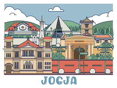SPECIAL REGION OF YOGYAKARTA art building design flat flatdesign illustration indonesia jogja trip trip planner yogyakarta