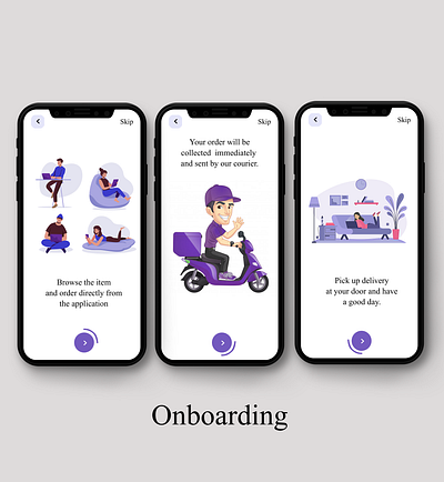 onboarding animation app delivery figma illustration invision onboard online shop online store uiux xd design