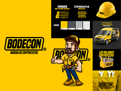 Bodecon barba black bodega branding character colors contratista digital diseño de personaje ferreteria herramientas martillo nicaragua socialmedia tipografia yellow