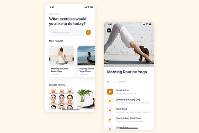 Yoga classes app animation app branding design flat minimal ui ux web website