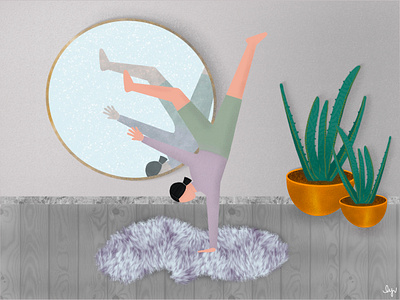 "Balance" [At Home Series] 2d balance character harmony home illustration pose procreate serenity