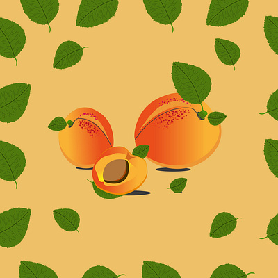 Seamless pattern APRICOT apricot food fresh fruit green green life illustration jam leaf orange organic pattern patterns vector seamless set shop sweet vegetable wine yellow