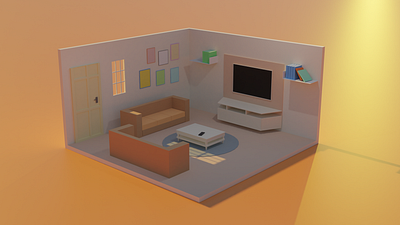 Low poly Living Room blender3d lowpoly lowpoly3d lowpolyart