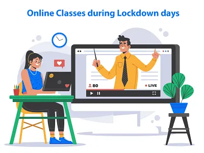 Online class during Lockdown days art classes classic design flat illustration illustrator lockdown minimal online typography ui vector web