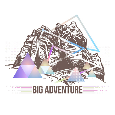 Big Adventure adventure collage engraved etching hand drawn ilustration mountain sketch