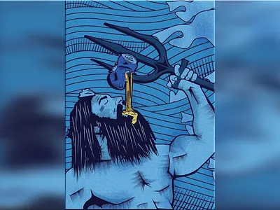 drink with the gods beard beer blue gods illustration posseidon trident water