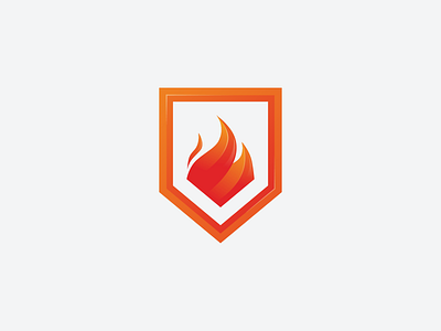 Fire Shield Logo brand dual meaning fire flame flames icon identity illustrator logo design protect protection red safe secure security shield strong war warm