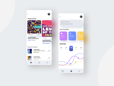 Online learning App adobexd app design application charts icons onlinelearning portfolio sketch ui uidesign uiux