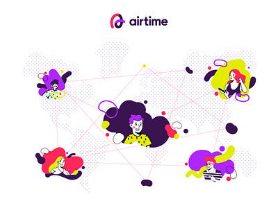 friends on Airtime. animation animation studio brand design digitalart explainervideo illustration purple story vector