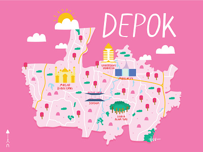 Depok Map Illustration depok depok map design digital digital drawing digital illustration digitalart drawing explore depok fun design illustration map map illustration map maker maps peta depok petal