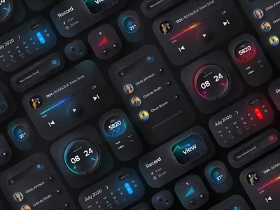 UI Components components gradient minimal music player neumorph neumorphism shadow skeumorphic textures uidesign uikit widget