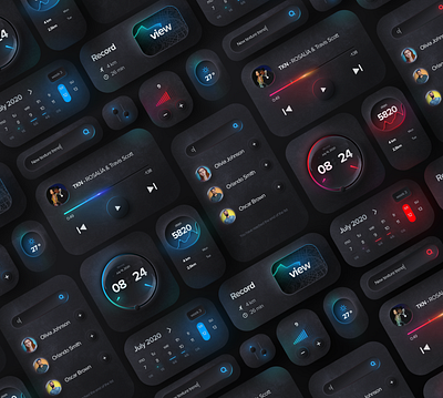 UI Components components gradient minimal music player neumorph neumorphism shadow skeumorphic textures uidesign uikit widget