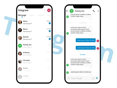 Telegram Redesign Concept challenge chatapp concept design designconcept light theme mobile app mobile ui redesign telegram uidesign uiux uplabs