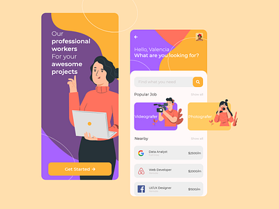 Hire Freelancer Application app design freelance freelancer hire me hireme job jobfinder mobile ui ux web website
