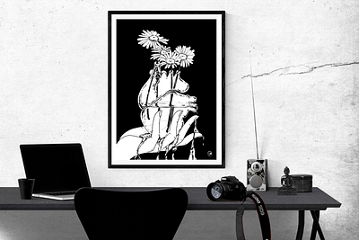 Bleeding Heart Black and White Illustration anatomical heart black and white bleeding heart chic design art digital art heart illustration surreal art wall art wall decor