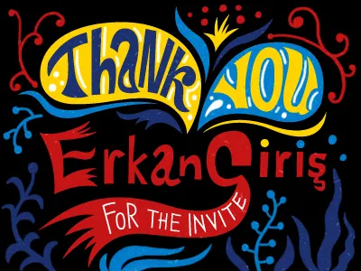 Dribble thanks drawing illustration lettering postcard