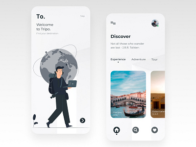 Tripo- Travel App UI Concept app art design designinspiration illustration minimal travel travel app typography ui ux