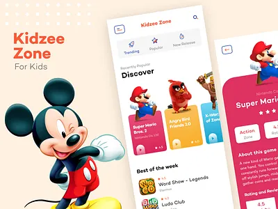 Kidzee Zone - Play Store for Kids _ Light Mode branding design dribbble illustration invitation music player photoshop ui design web website