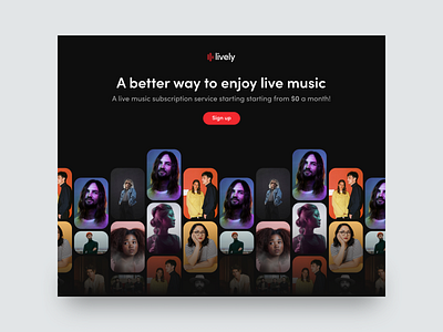 Lively - Home Page adelaide australia clean dark dark app dark mode dark theme dark ui events app festival homepage login melbourne minimalist music simple spotify sydney ui uiux