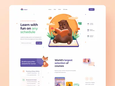 Online Education Platform book card children clean dashboad design education education app education website illustration interface landing page learning learning platform platform read reading student web design website