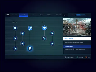 UX#1 - Skills Menu Screen 2d art design game art inspiration menu mockup photoshop sci fi skills ui ux