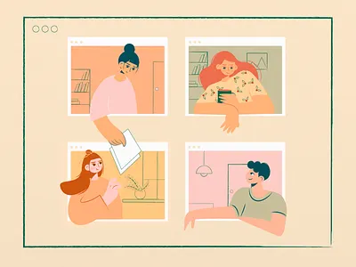 Video meeting art characterdesign design digital illustration illustration meeting room sketch ui web webillustration