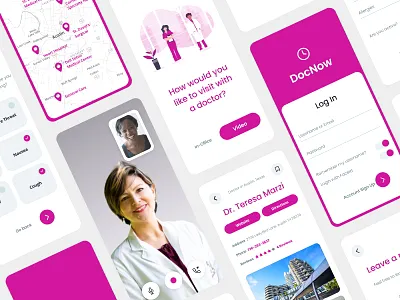 DocNow Telehealth App app clean color covid covid19 design flat healthcare mobile telehealth ui ux vector
