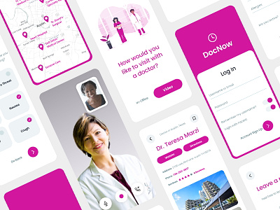 DocNow Telehealth App app clean color covid covid19 design flat healthcare mobile telehealth ui ux vector