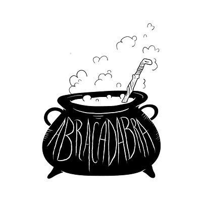 abracadabra abracadabra black cauldron inktober lettering witch