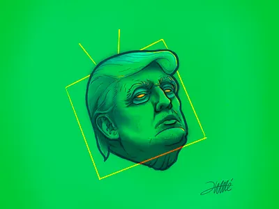 Boss Fight 1 donald donaldtrump eyes green illustration illustrations procreate trump tv weird yellow