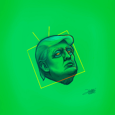 Boss Fight 1 donald donaldtrump eyes green illustration illustrations procreate trump tv weird yellow