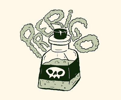 poison black and white cartoon danger green inktober poison skull smoke