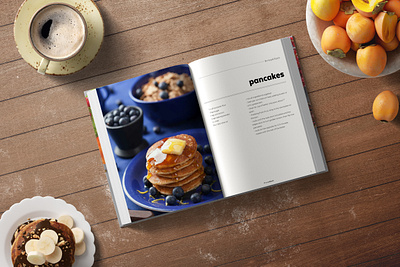 Cookbook Spread- Pancakes cookbook design graphic design layout page layout