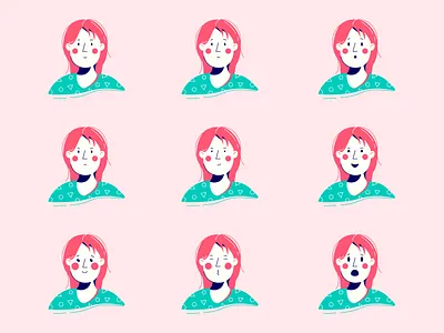 Face_emotions art design face flat girl illustration illustrator logo vector web