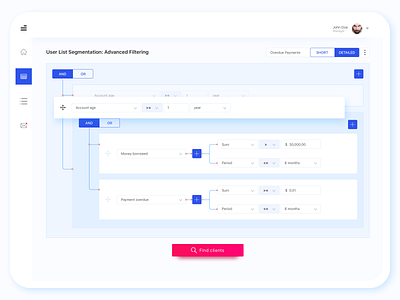 Segmentation with Query Builder analytics dashboard ui filters segmentation ux