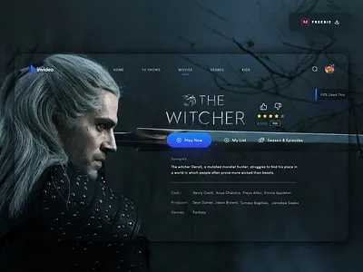 Daily UI Challenge 098/100 - TV App UI Design - (Freebie) 100uichallenge adobe xd ankur tripathi app design apple tv app design daily 100 challenge dailychallenge dailyui dailyuichallenge freebie freedownload landingpagedesign template trend ui tv app tv series uidesign webui witcher