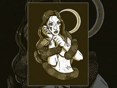 Snake Girl art drawing girl illustration ink snake
