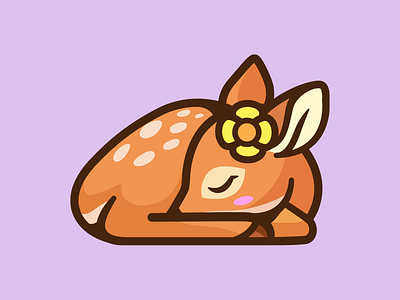 Little Deer identity character mascot illustration love cute little deer logo nature animal flower sleeping sleep lazy