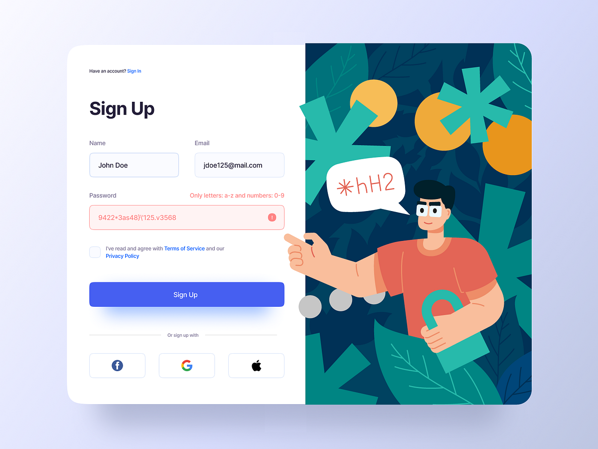 Sign up page by Lay on Dribbble