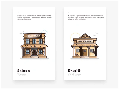 Saloon & Sheriff branding city cowboys design drink house icon icon set iconography illustration landscape location outlaws place police saloon sheriff vector western wood