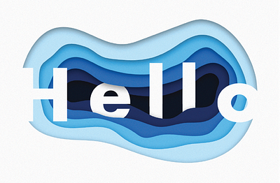 Hello blue geode hello letters papercut typogaphy