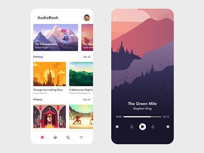 Audiobook app app design audio audio app audio player audiobook audiobooks beautiful clean design free minimal music music app music player player player ui prototype redesign ui