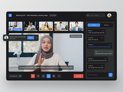 Video Conference UI Concept agenda card chat clean conference dark mode design event meet meeting meeting room meetup product design saas seminar ui ui design video video call video conference