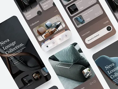 Neva Collection - Mobile App app branding dark furniture interior mobile mobile app mobile design product design saas ui ui design uiux ux vintage