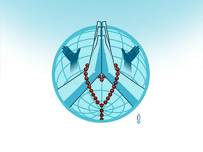 UNITE in Prayer blue clean coronavirus covid19 globe graphic design graphicblack hands illustration logo merch merch design prayer prayers praying hands rosary symbol tshirt world worldwide